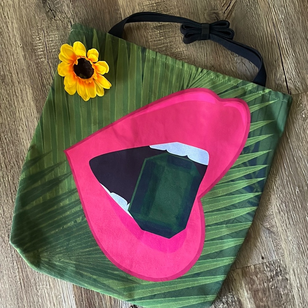 Society6 Red Lips with Emerald Hot Pop Art Tote